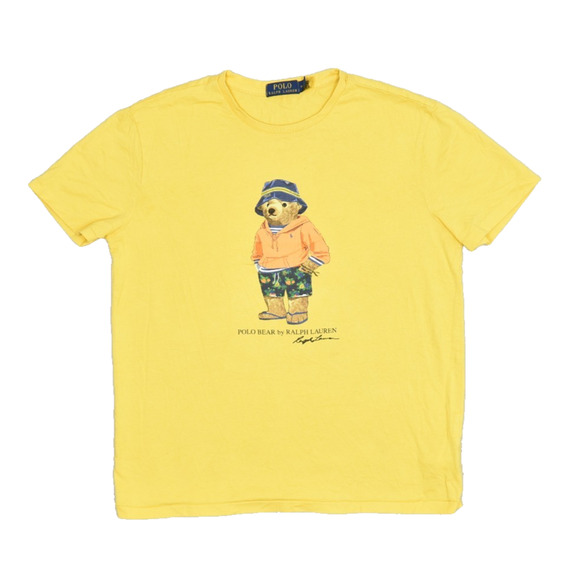 Polo Ralph Lauren Polo Bear T-Shirt Yellow Men's Regular Size M Beach Bear - Picture 1 of 8